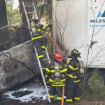 Palm Coast Fire Department firefighters at the scene of the crash on I-95 Monday afternoon. (Palm Coast Fire Department)