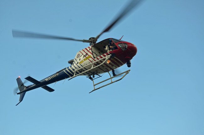 Flagler County Fire Flight was called in to fly an injured driver to Halifax hospital in Daytona Beach. The driver had wrecked on I-95, at mile marker 281. (© FlaglerLive)