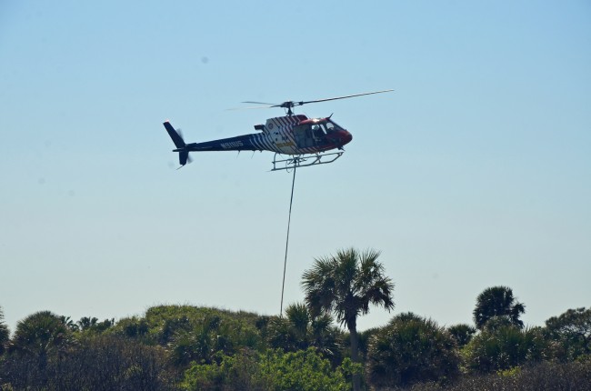 Fire Flight refilled its bucket innumerable times from a nearby canal. Click on the image for larger view. (© FlaglerLive)