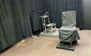 The firing squad chair in which Brad Sigmon will be strapped before three volunteers shoot him dead.