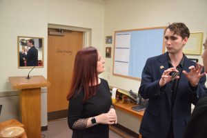 Jonathan Fisk and FYO Executive Director Cheryl Tristam before a concert. Click on the image for larger view. (© FlaglerLive)