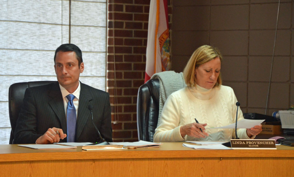 Flagler Beach Commissioner Eric Cooley, seen here at the beginning of his first term, will run for a second term. Mayor Linda Provencher, after two terms as commissioner and three as mayor, is stepping down at the end of her third term in march. (© FlaglerLive)