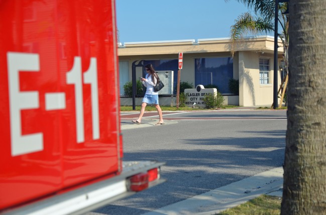 Its viability and future questioned by a commissioner, the Flagler Beach Fire Department brought ut its troops for Thursday's meeting of the Flagler Beach City Commission. (c FlaglerLive)