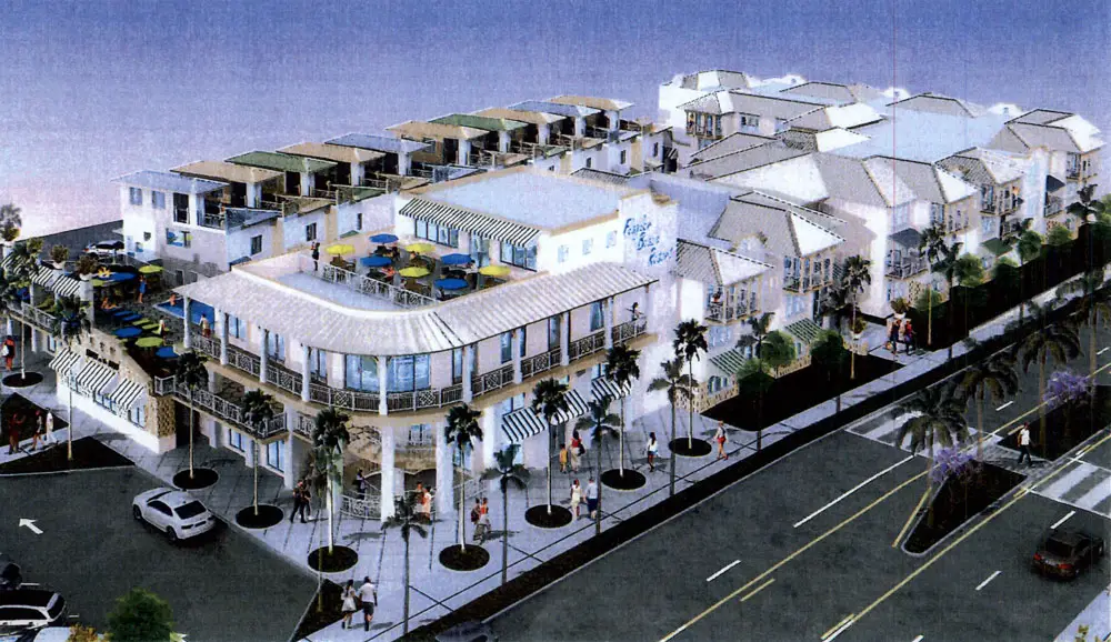 A rendering of the proposed Flagler Beach hotel at the center of town. 