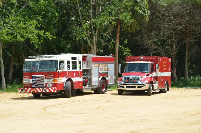 How many firefighters on each engine? The question has raised concerns and fears among some in the county, but the fears are misplaced, the county administration says. (© FlaglerLive)