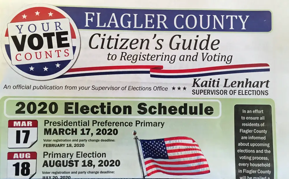 The Supervisor of Elections mailed a four-page elections guide to every household in the county. (© FlaglerLive)