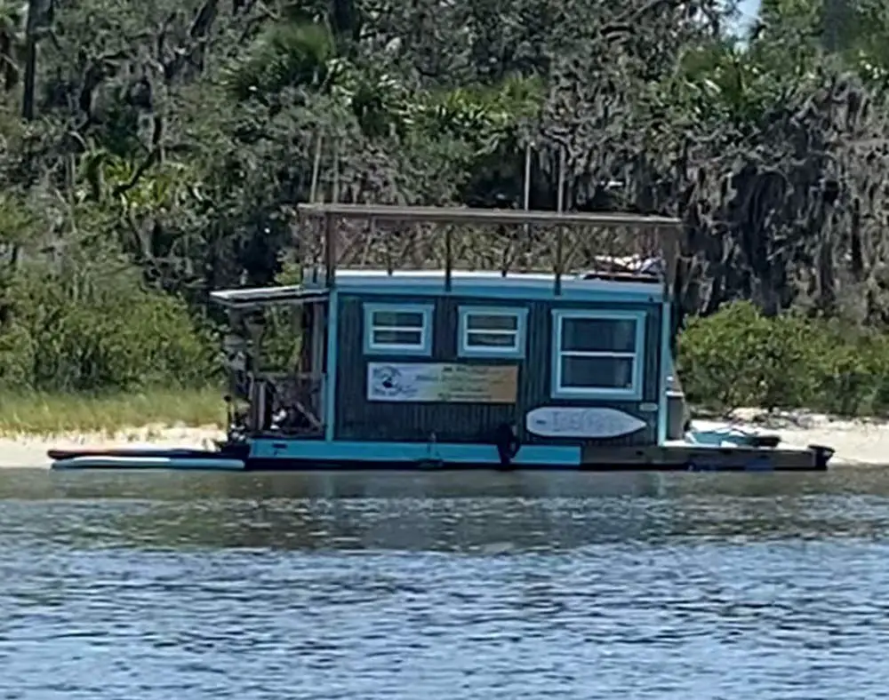 The floating structure County Commissioner Andy Dance spotted on the Intracoastal, toward the north end of the county, last Saturday--a few days after he and his colleagues on the commission voted to ban such structures from county waters. (Andy Dance)