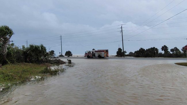 Flooding during last year's storm, as seen from Old A1A, which intersects closely with the entry to what would be the Solitude. (© FlaglerLive)