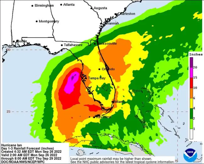 This is the forecast that has Flagler County Emergency Management Chief Jonathan Lord worried: Hurricane Ian could bring 10 inches of rain to Flagler, coinciding with a king tide and resulting in flooding along the Intracoastal waterway and other low-lying areas, even in West Flagler near Crescent Lake.