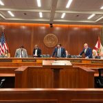 AG James Uthmeier, Gov. Ron DeSantis, CFO Blaise Ingoglia, and Ag Commissioner Wilton Simpson at a Cabinet meeting on Sep. 30, 2025. (Photo by Liv Caputo/Florida Phoenix)