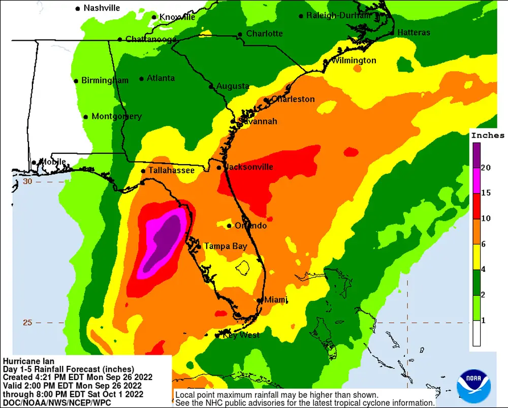The rain potential has intensified for Flagler and the rest of Central Florida over the next several days as the Hurricane Ian track has solidified, and the storm is expected to nearly stall. 