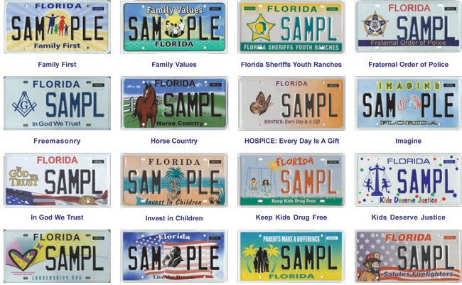 Florida Adds Still More Specialty License Plates to Some 120 Accenting