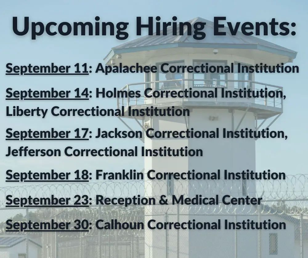 Florida prisons are, of course, hiring. A notice on the Department of Corrections' Facebook page.