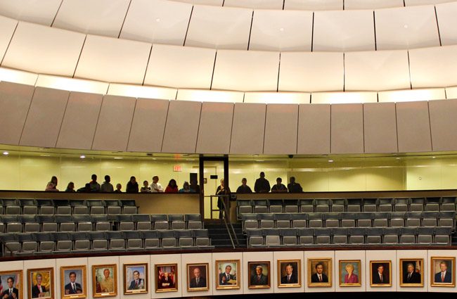 The visitors' gallery at the Florida Senate. Some people are watching. (Second Judicial Circuit)