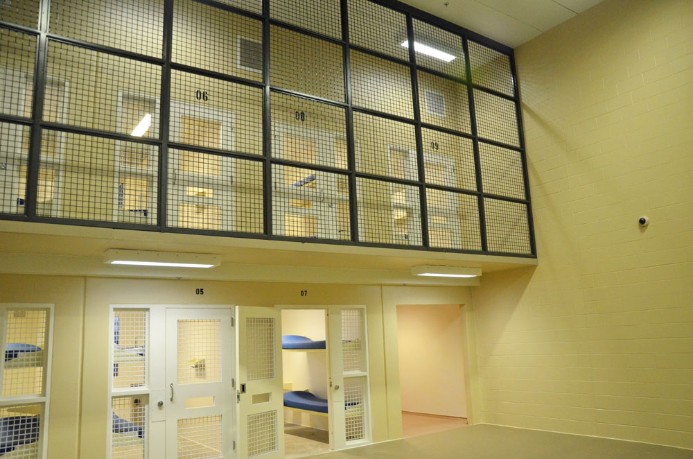 Fluorescent lights are on 24 hours a day at the Flagler County jail as a security measure, a jail official says. (© FlaglerLive)