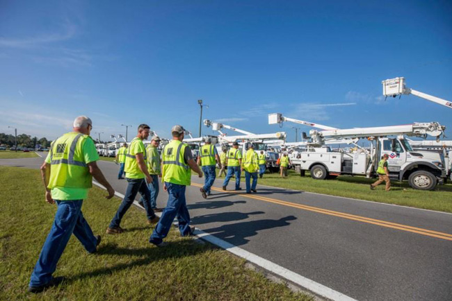 FPL staged close to 17,000 workers at 20 points across the state ahead of Hurricane Irma. The workers have been working to restore power even during hurricane feeder bands. (Facebook)