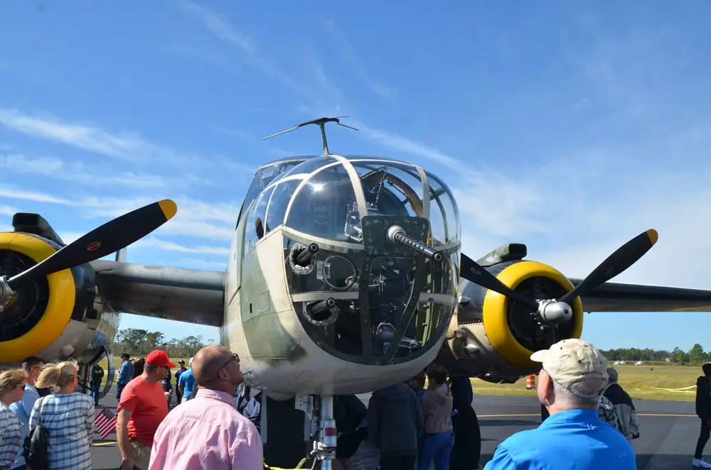 After a covid-imposed hiatus last year, Freedom Fest returns to the Flagler County Executive Airport on Independence Day weekend with vintage World War II aircraft, among many other exhibits, like the B-25 bomber above, and opportunities for visitors to fly above the county. (© FlaglerLive)