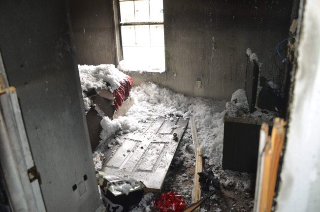 The front bedroom, where the hoverboard was left. (© FlaglerLive)