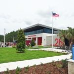 Fire Station 26 will serve Seminole Woods. The opening ceremony drew some 200 people. (© FlaglerLive)