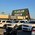 The scene outside the Funky pelican in Flagler Beach this evening. (© FlaglerLive)