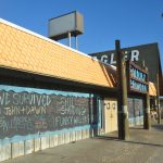 The Funky Pelican and the sidewalk, in a 2016 image. (© FlaglerLive)
