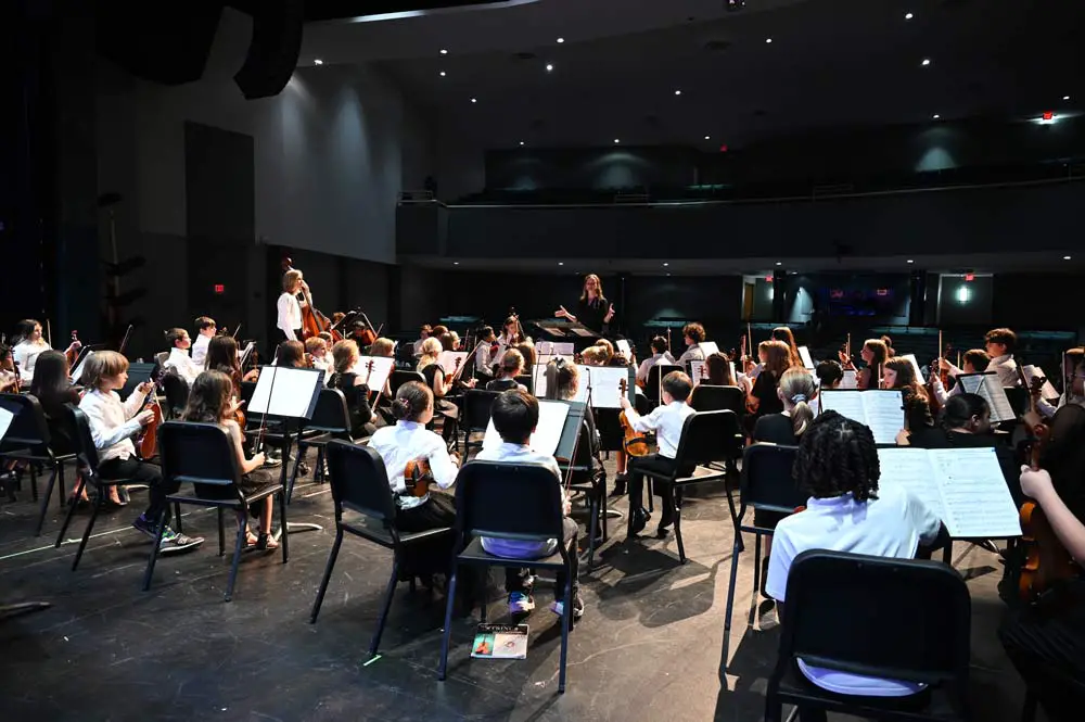 One of the five Flagler Youth Orchestra ensembles in rehearsals just before the FYO's last concert in May. (© FlaglerLive)