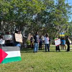 Tally Students for a Democratic Society held a demonstration on April 25, 2024, at Florida State University in support of pro-Palestine protesters who have gotten arrested in other college campuses. (Photo by Jackie Llanos/Florida Phoenix)