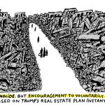 Netanyahu encourages to leave ruined Gaza by Schot, De Volkskrant, Netherlands