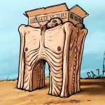 Maybe we could put up a triumphal arch for Randy Fine's visit to Flagler County today. Above, Absolute Victory Gaza War Arch Starvation Israel by Emad Hajjaj, Alaraby Aljadeed newspaper , London.