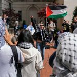 Columbia University students express their solidarity with Palestinians at a protest on April 30, 2024.