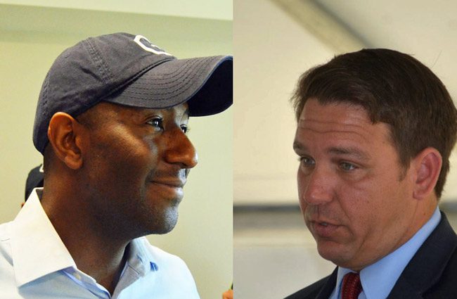 Andrew Gillum likes what he sees. Ron DeSantis, not so much. (© FlaglerLive)