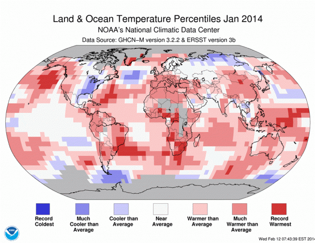 global temperatures 2014 warming records
