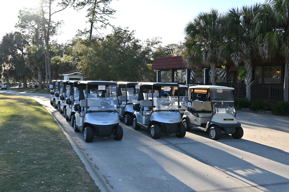 Golf carts at the Palm Harbor Golf Club. (© FlaglerLive)