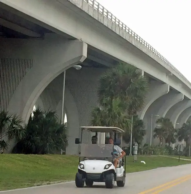 Flagler Beach has very golf-cart-friendly rules of the road. The Hammock wants similarly permissive rules. But the County Commission is divided on the issue. (© FlaglerLive)