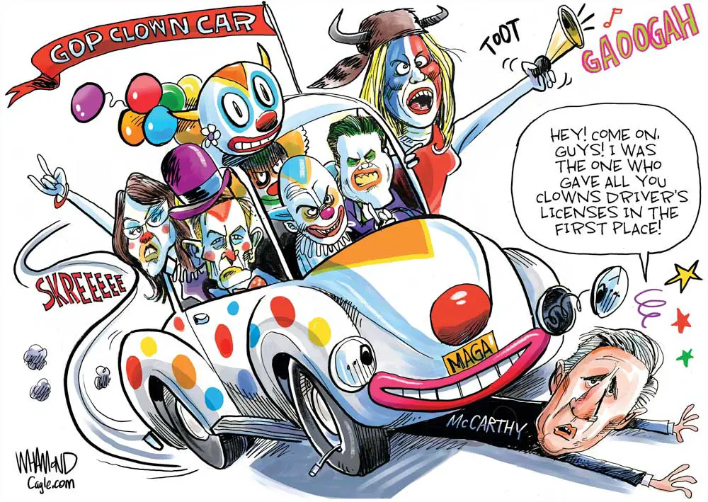 GOP Clown Car by Dave Whamond, Canada, PoliticalCartoons.com