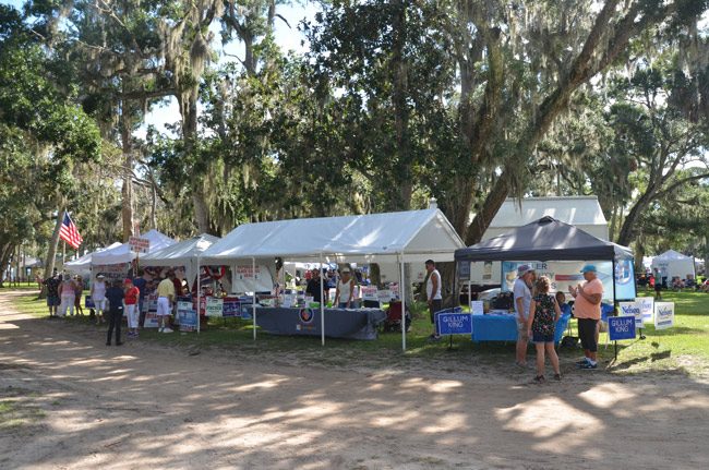 At last weekend's Creekside Festival, the Flagler Chamber of Commerce, which sponsored the event, positioned its both between that of the Flagler Democratic Party and the Flagler Republican Party. No scuffles were reported. (© FlaglerLive)