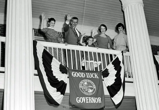 Gov. LeRoy Collins with his family at the Governor's Mansion in Tallahassee, 1957. (Florida Memory)