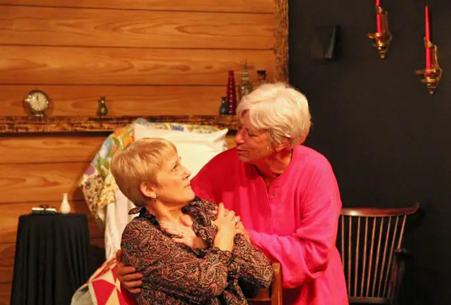 Sue Pope as Grace and Nancy Grote as Glorie in Tom Ziegler’s 'Grace and Glorie,' at City Repertory Theatre in palm Coast over the next two weekends. 