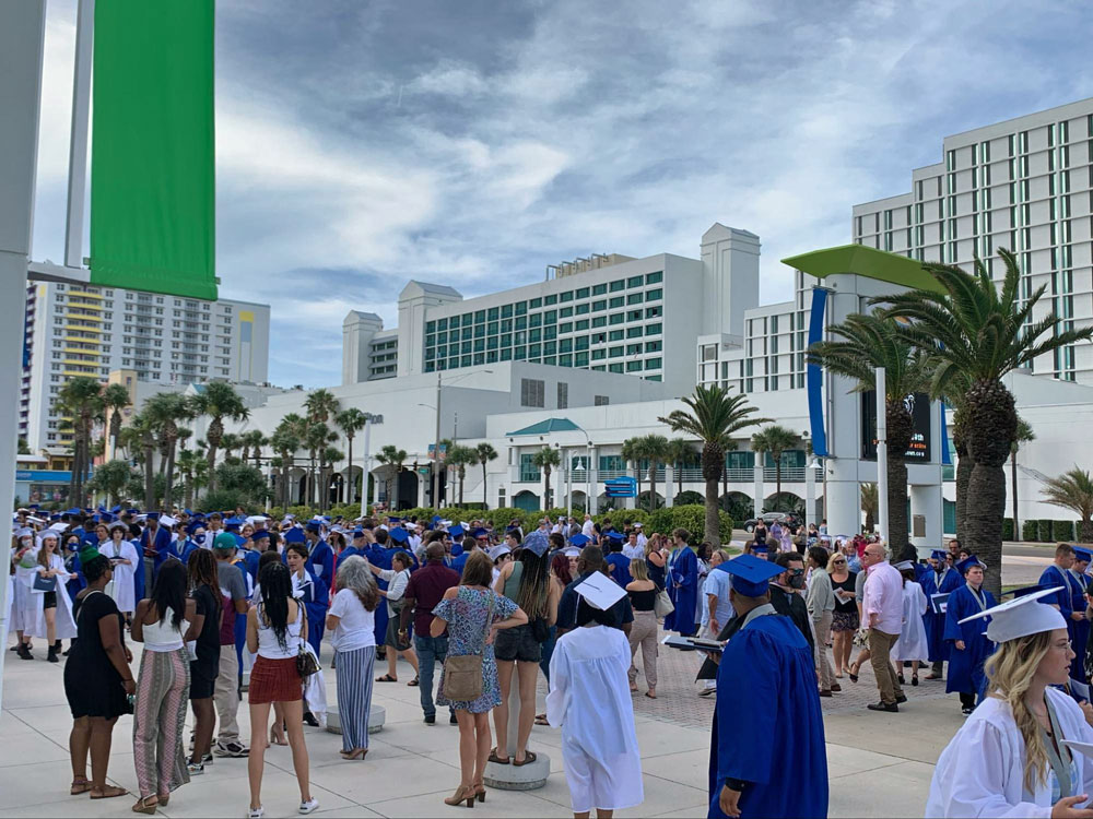 The sea of Pirates outside the Ocean Center. (© FlaglerLive)