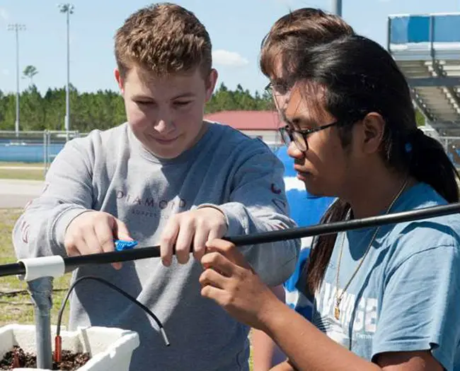 Students at Matanzas High School installed micro-irrigation in the school’s vegetable garden. The project was awarded a Blue School Grant for the 2016–17 school year.
