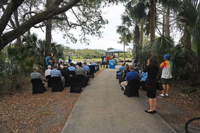 The modest crowd at this afternoon's groundbreaking. (© FlaglerLive)