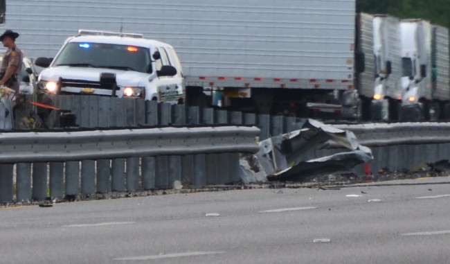 The damaged guard rail. (c FlaglerLive)