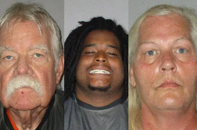 From left, Bobby Gore Sr., Phillip Haire Jr. (that was his actual mug shot as he was booked earlier this month), and Dorothy Singer.