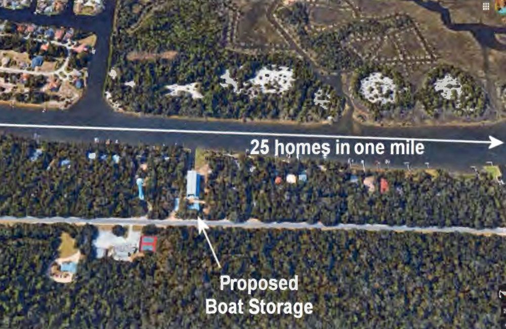 A schematized image of the area of the proposed Hammock Harbor redevelopment included in the Hammock Community Association's appeal of a county decision opening the way for the project. 