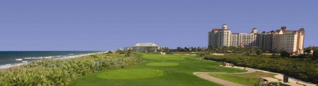 View of current lodge from the 18th hole. Click on the image for larger view.