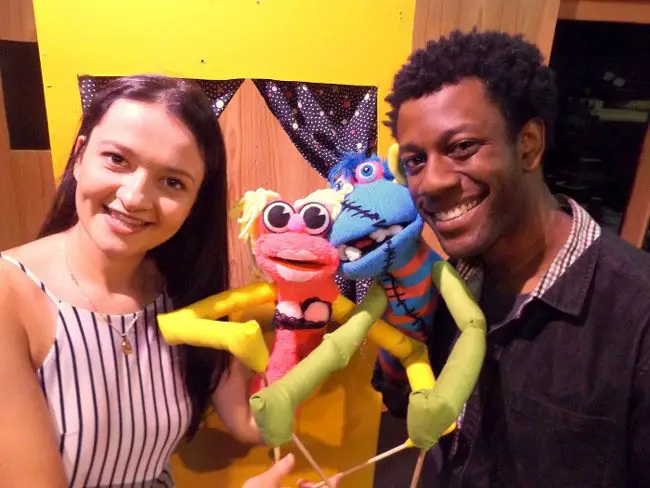 Jessica, played by Agata Sokolska, and Jason, played by Brent Jordon, find more than they bargained for in a Christian puppet ministry in “Hand to God.” City Repertory Theatre will stage the dark comedy May 3-12 at its venue in Palm Coast’s City Market Place. See below. (© FlaglerLive)