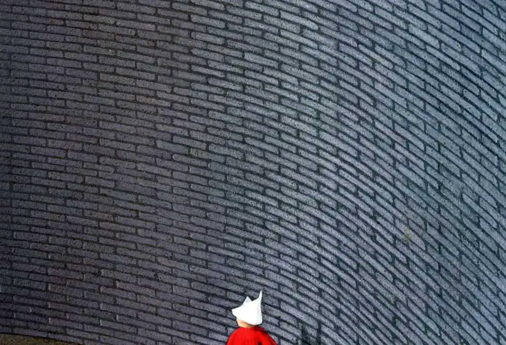 Detail from the original cover of Margaret Atwood's "The Handmaid's Tale" (1985). 