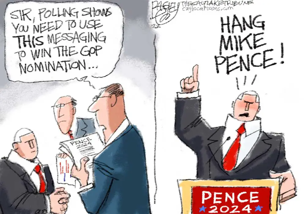 Mike Pence by Pat Bagley, The Salt Lake Tribune