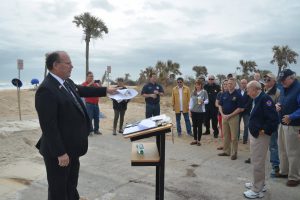 County Commission Chairman Greg Hansen and some of the officials at this morning's groundbreaking. Click on the image for larger view. (© FlaglerLive)