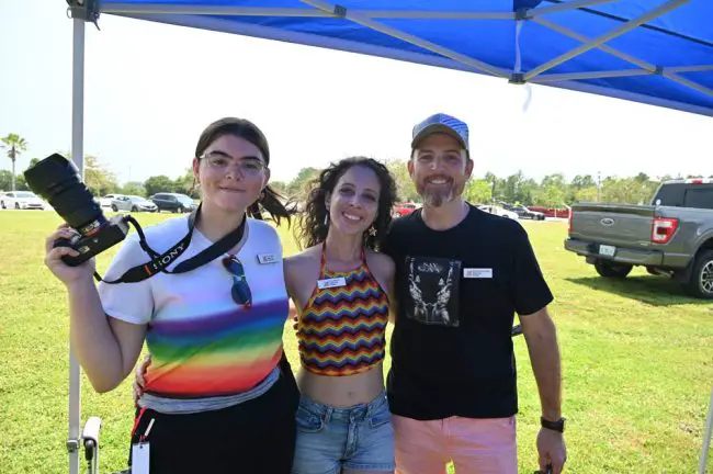They made it happen. The Flagler Pride board of directors, from left, Eryn Harris, who founded the organization, Erica Rivera, its president, and Garrett Marinconz, its treasurer. (© FlaglerLive)